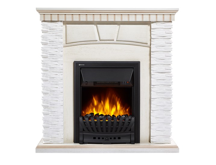 Портал Firelight Porto Classic камень белый, шпон беленый дуб